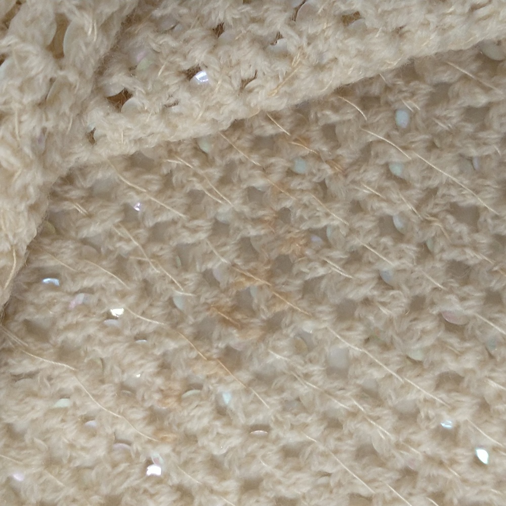 Vintage Sequin Cardigan Sweater 50s or Earlier Made In Italy Cream Iridescent - Picture 13 of 14